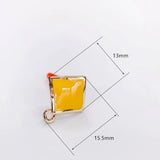 Multicolors Square Stud Earrings Set of 8