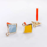 Multicolors Square Stud Earrings Set of 8