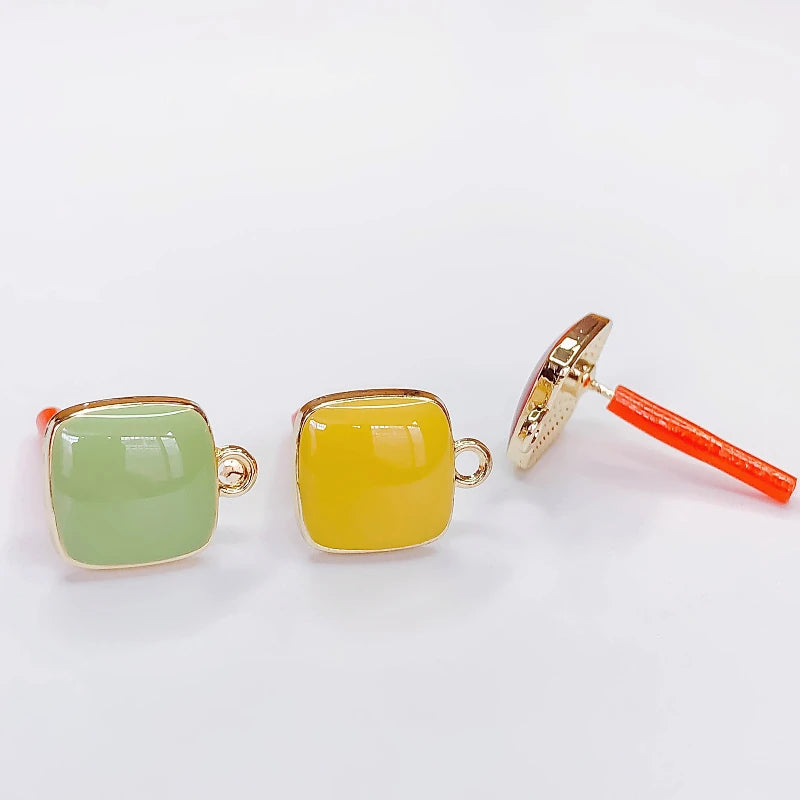 Multicolors Square Stud Earrings 8pcs