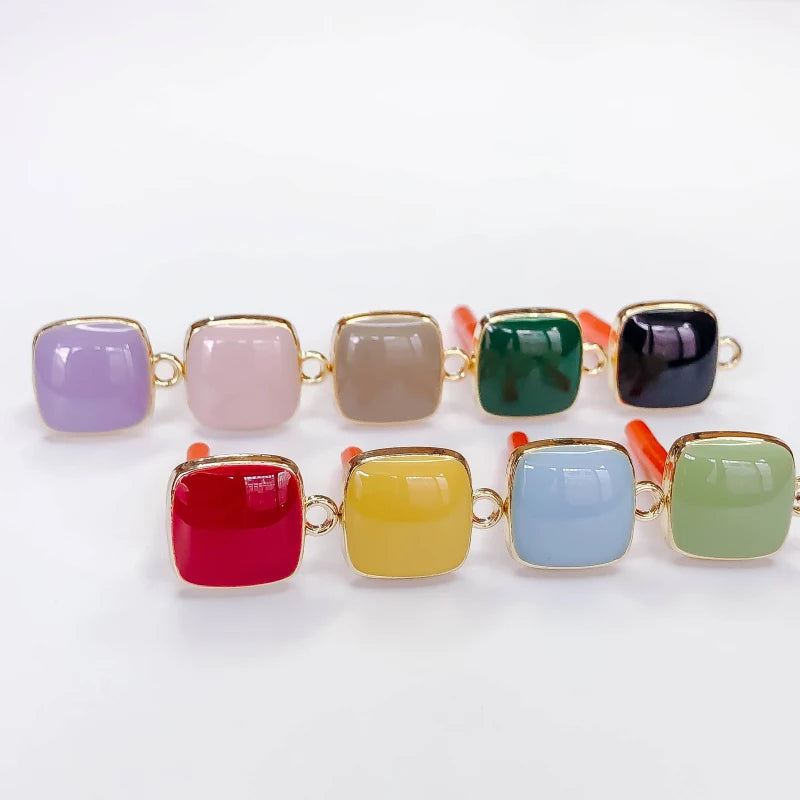 Multicolors Square Stud Earrings 8pcs