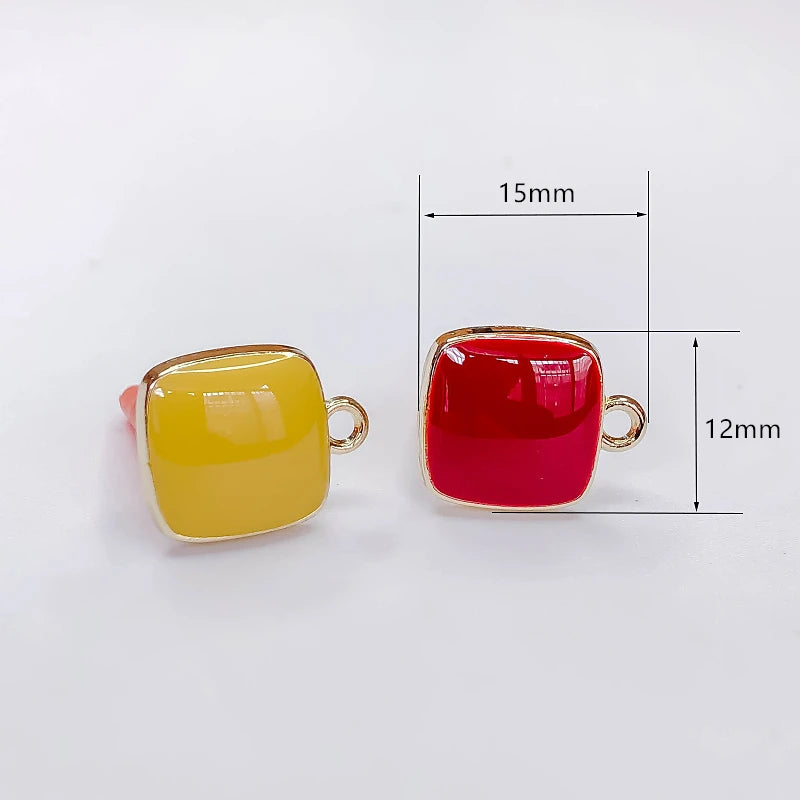 Multicolors Square Stud Earrings 8pcs