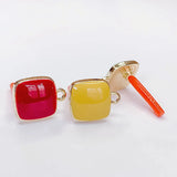 Multicolors Square Stud Earrings 8pcs