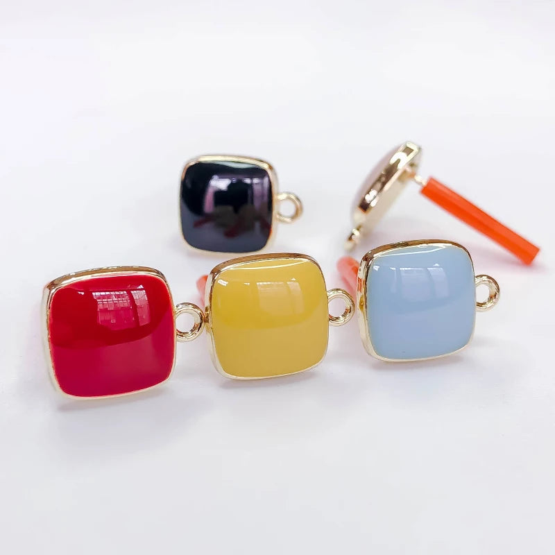 Multicolors Square Stud Earrings 8pcs