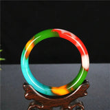 Multicolour Jade Bangle Bracelet Hand Carved Jewelry Amulet Men Women