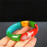 Multicolour Jade Bangle Bracelet Hand Carved Jewelry Amulet Men Women