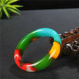 Multicolour Jade Bangle Bracelet Hand Carved Jewelry Amulet Men Women