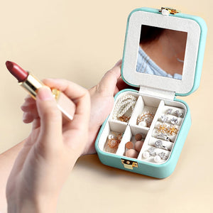 Multifunction Leather Jewelry Box Earrings Rings Holder Organizer