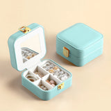 Multifunction Leather Jewelry Box Earrings Rings Holder Organizer