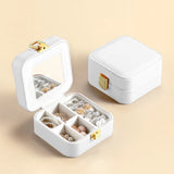 Multifunction Leather Jewelry Box Earrings Rings Holder Organizer