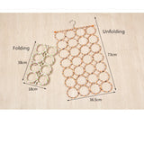 Rattan Weave Slots 28 Hole Ring Rope Scarf Storage Holder Hook Hanger