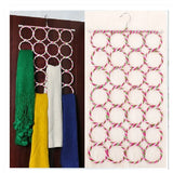 Rattan Weave Slots 28 Hole Ring Rope Scarf Storage Holder Hook Hanger