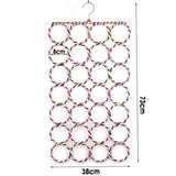 Rattan Weave Slots 28 Hole Ring Rope Scarf Storage Holder Hook Hanger
