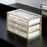 3-Layer Jewelry Glass Box Organizer Container - Storage Glass Case