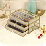 3-Layer Jewelry Glass Box Organizer Container - Storage Glass Case