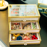 3-Layer Jewelry Glass Box Organizer Container - Storage Glass Case