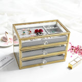3-Layer Jewelry Glass Box Organizer Container - Storage Glass Case