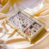 3-Layer Jewelry Glass Box Organizer Container - Storage Glass Case