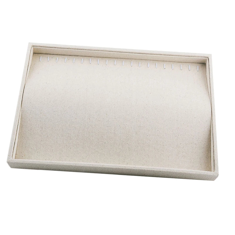 Beige Linen Jewelry Tray Earring Display Organizer Holder
