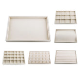 Beige Linen Jewelry Tray Earring Display Organizer Holder