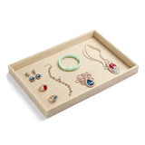 Beige Velvet Jewelry Pendant Tray Organizer Box