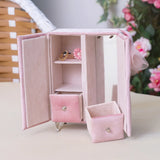 Pink Jewelry Box Organizer with Mirror