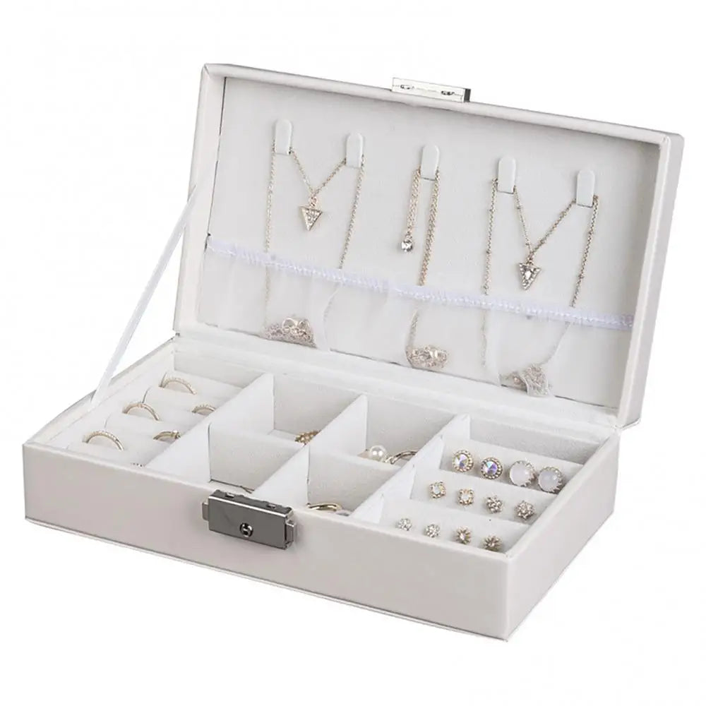 Solid Jewelry Storage Box Earring Ring Necklace Organizer
