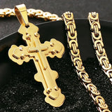 Stainless Steel Rivet Cross Pendant Necklace for Men