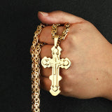 Stainless Steel Rivet Cross Pendant Necklace for Men