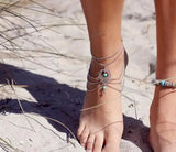 Retro Water Drop Turquoise Beach Anklet Female Summer Jewelry