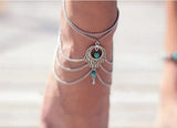 Retro Water Drop Turquoise Beach Anklet Female Summer Jewelry