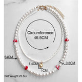 Heart Pendant Layered Beads Necklace Women Jewelry