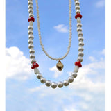 Heart Pendant Layered Beads Necklace Women Jewelry