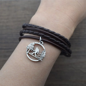Multilayer Bigfoot Charm Rope Bracelet for Men Women