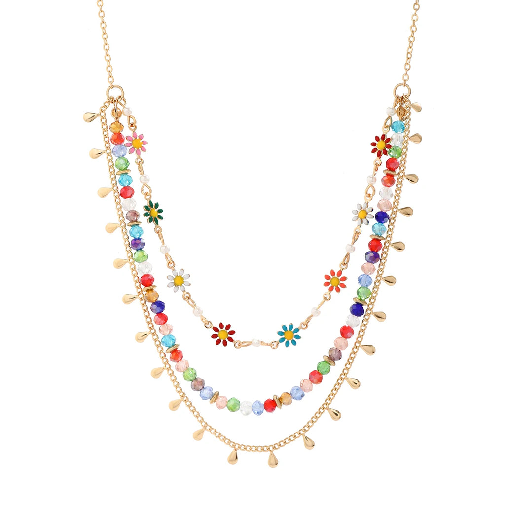Boho Flower Tassel Chain Necklace for Women Y2K Jewelry