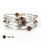 Boho Tiger Eye Gemstone Cuff Bangle Bracelet For Women Girls