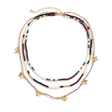 Boho Seed Beads Butterfly Leaf Tassel Choker Necklace