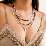 Boho Seed Beads Butterfly Leaf Tassel Choker Necklace