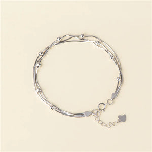 925 Silver Multi-Layer Bracelet Twining String Beads for Women