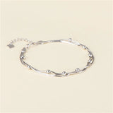 925 Silver Multi-Layer Bracelet Twining String Beads for Women