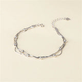925 Silver Multi-Layer Bracelet Twining String Beads for Women