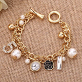 Camellia Pearl Bracelet Flower Number 5 Pendant Jewelry