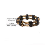 Copper Beads Ebony Wood Bracelet Geometric Beaded Meditation Wish Mens Womens