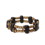Copper Beads Ebony Wood Bracelet Geometric Beaded Meditation Wish Mens Womens