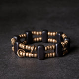 Copper Beads Ebony Wood Bracelet Geometric Beaded Meditation Wish Mens Womens
