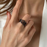 Multilayer Leaf Rings Resizable Opening Finger Rings for Women Girl