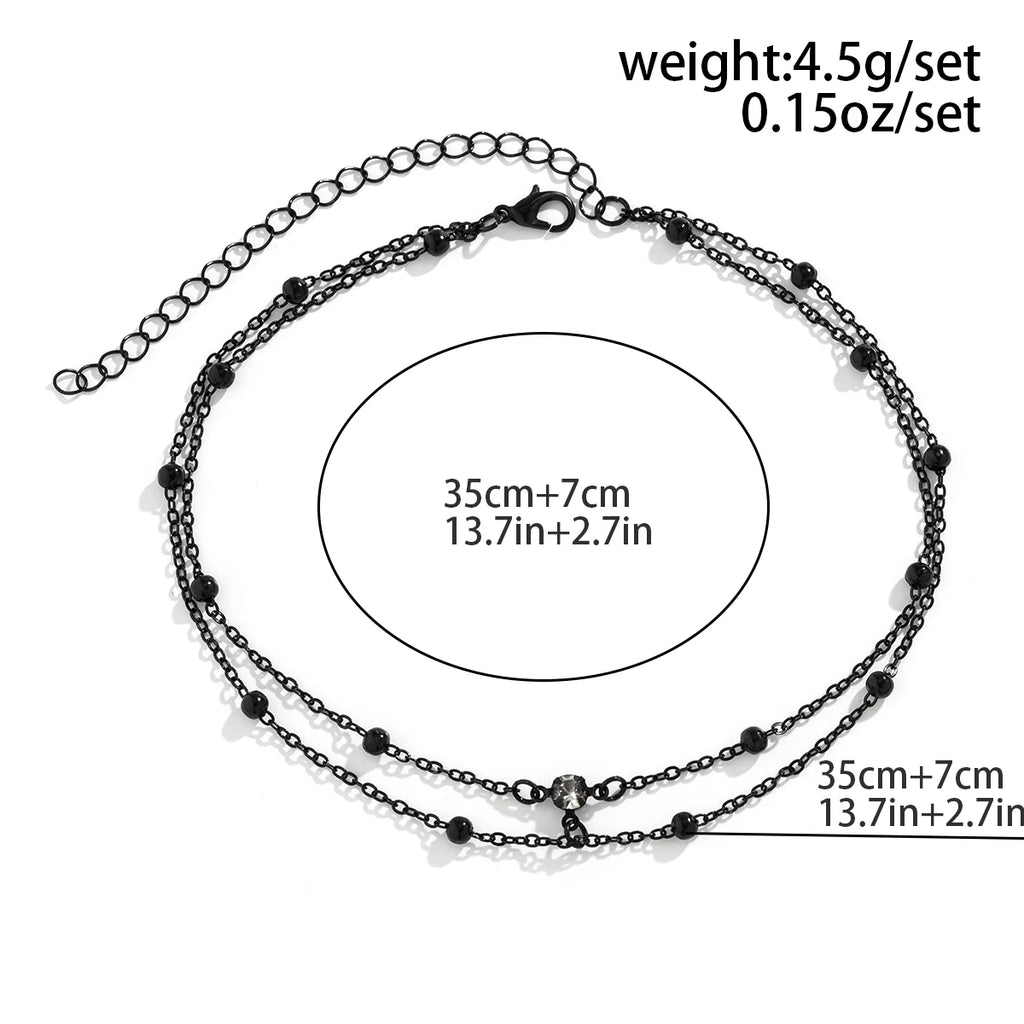 Multilayer Gothic Zircon Choker Necklace Vintage Clavicle Link