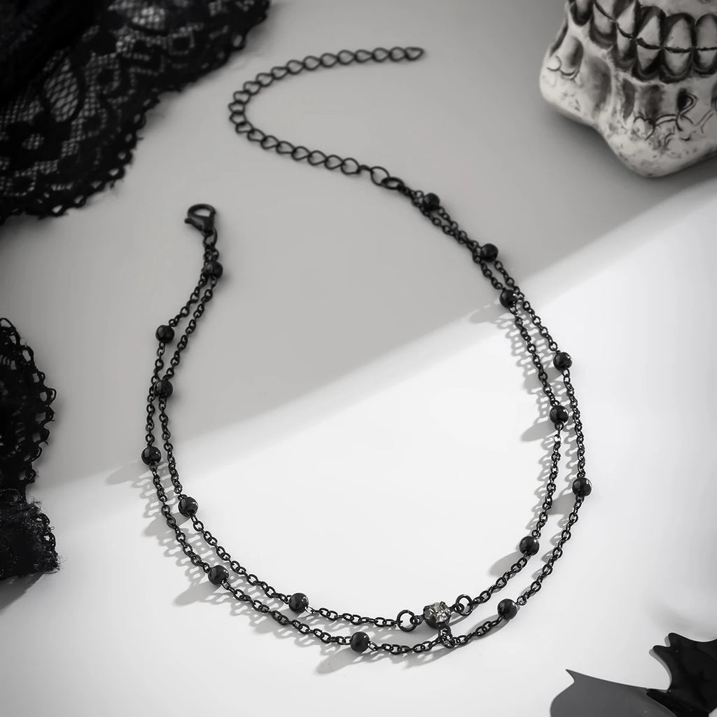 Multilayer Gothic Zircon Choker Necklace Vintage Clavicle Link