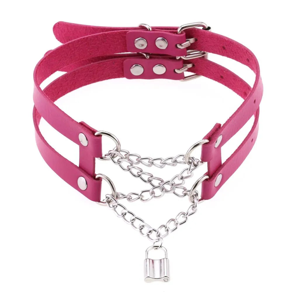 Multilayer Gothic Leather Choker Chain Necklace For Women Men