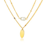 Multilayer Pearl Necklace Stainless Steel Chokers Christmas Gift