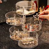 Rotating Jewelry Storage Box Organizer Display Rack with Cover
